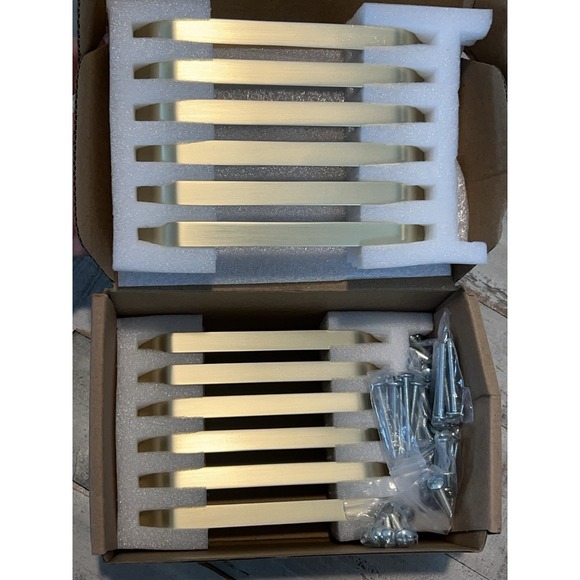 Yanxia 12 Pack Brushed Brass Modern Cabinet Pulls, Modern Drawer Handle - Picture 3 of 4